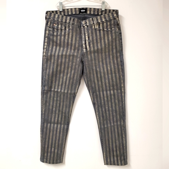 Hudson Gold Black Striped Skinny Jeans - Picture 1 of 7